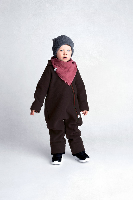 Walkanzug für große Kinder mit Reißverschluss in dunkelbraun
