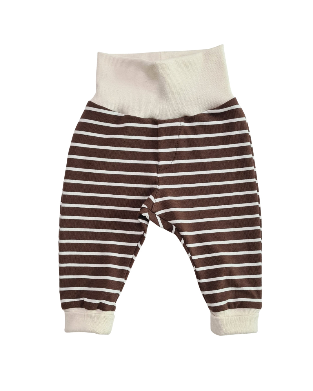 Babyhose aus Bio-Baumwolle – Streifenlook in Trendfarbe Braun (Gr. 56–68)
