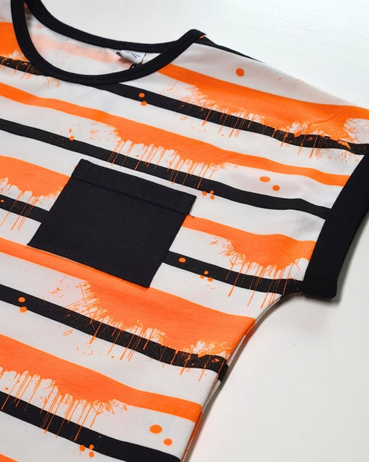 Kinder Oversize Shirt – Neonverlauf in Schwarz-Orange | Sommer Must-Have