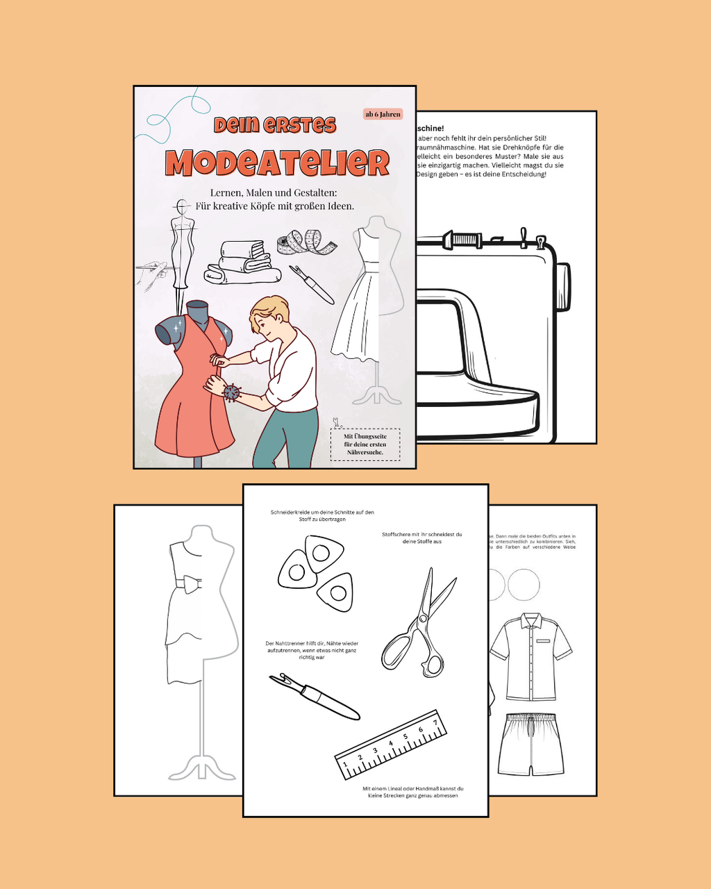 Mein erstes Modeatelier – Kreatives Malbuch für Kinder zum Nähen & Modedesign entdecken