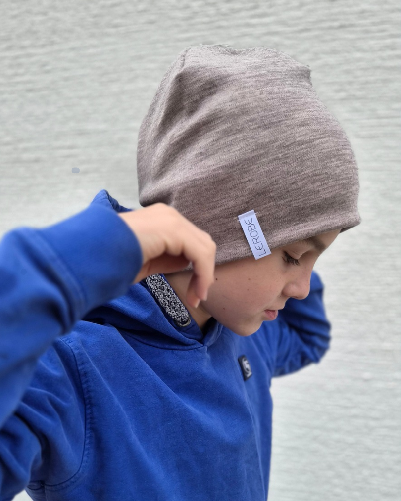 Beanie aus Merinowolle – Beige meliert