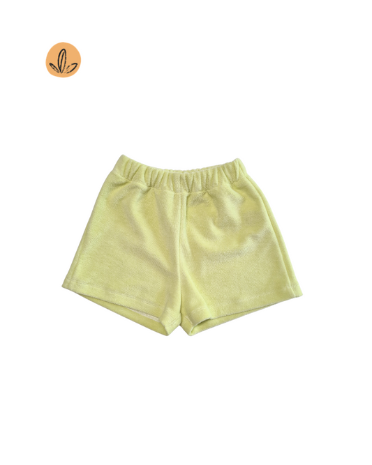 Frottee-Short Kinder „Mellow Green“ Gr. 62–104 – Bio Baumwolle