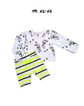 Kinder Longsleeve & Bermuda Set 62/68 – GOTS zertifiziert, Oversize, Papagei-Print, Neon-Details