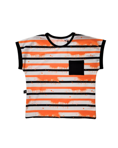 Kinder Oversize Shirt – Neonverlauf in Schwarz-Orange | Sommer Must-Have