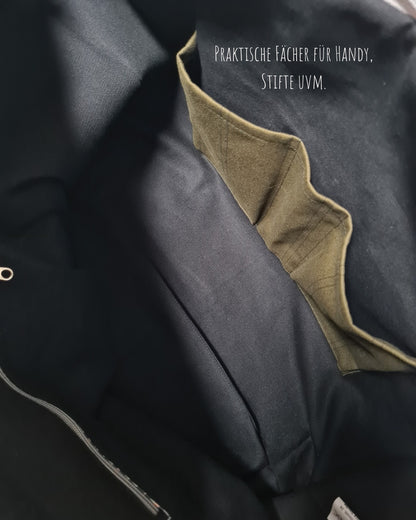 Mom-Bag „Nova“- Geräumige Canvas-Tasche für den Mama-Alltag mit Leo-Futter & Extra-Täschchen