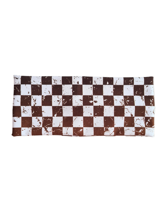 Stirnband Kinder Jungs kariert orange, schwarz-weiß | Handmade Jersey Haarband Checkerboard | Lerobe