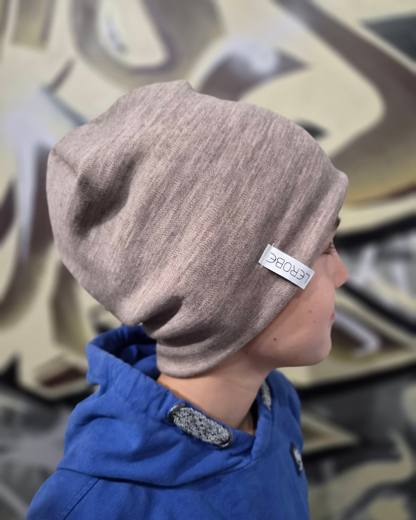 Beanie aus Merinowolle – Beige meliert