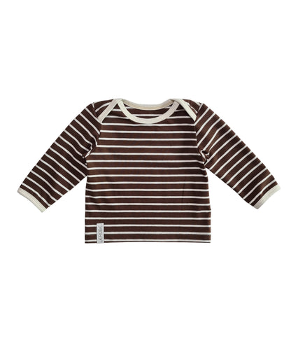 Babyshirt aus Bio-Baumwolle – American Neck – Unisex Basic in Mokka | Größe 56–68