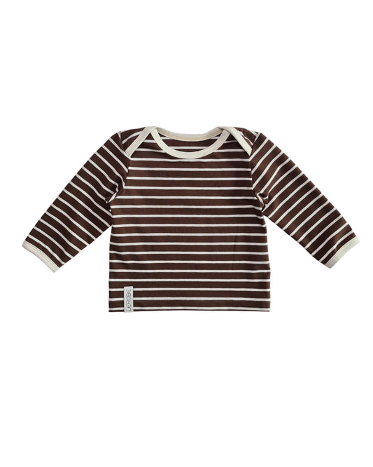 Babyshirt aus Bio-Baumwolle – American Neck – Unisex Basic in Mokka | Größe 56–68