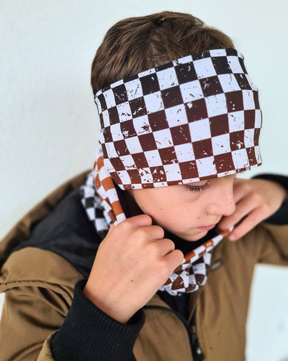 Loopschal für Kinder – Handmade Karo-Schal mit einzigartigem Farbverlauf | Weicher Baumwolljersey von LEROBE