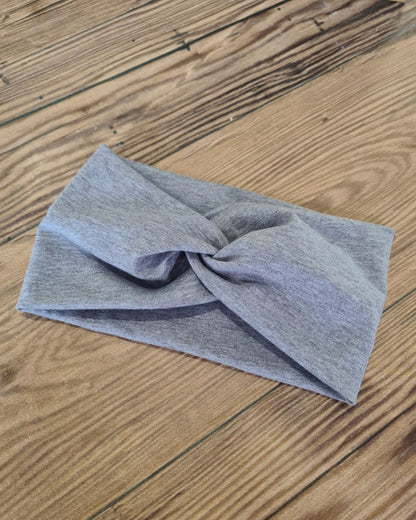 Stirnband Kinder & Erwachsene grau | Handmade Jersey Haarband Twist & Basic | Lerobe